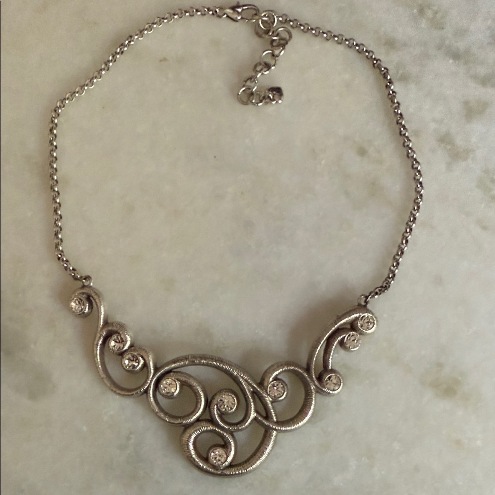 Brighton Silver Swirl Necklace with Crystal Accents